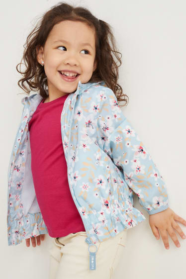 Filles - Veste à capuche - à fleurs - bleu clair