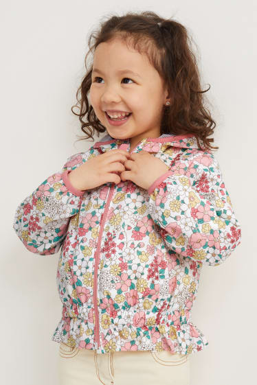 Filles - Veste à capuche - à fleurs - blanc