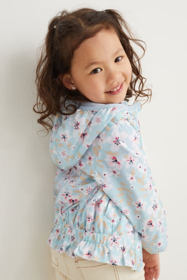Filles - Veste à capuche - à fleurs - bleu clair