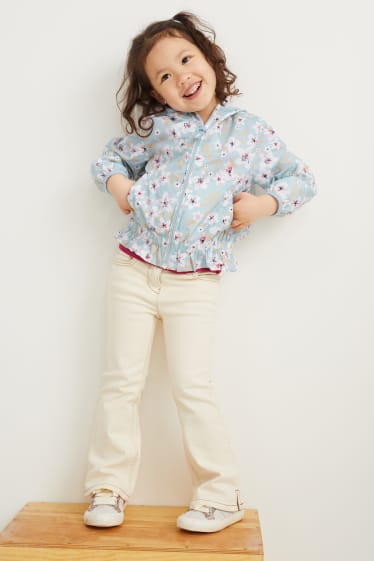 Filles - Veste à capuche - à fleurs - bleu clair