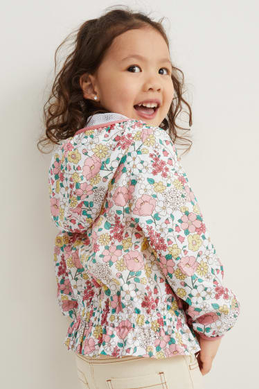 Filles - Veste à capuche - à fleurs - blanc