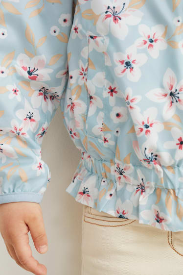Filles - Veste à capuche - à fleurs - bleu clair
