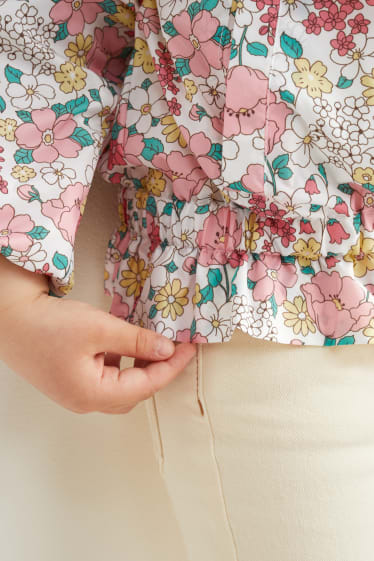 Filles - Veste à capuche - à fleurs - blanc