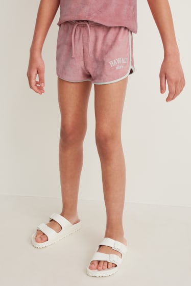 Kids Girls - Shorts van badstof - fuchsiarood