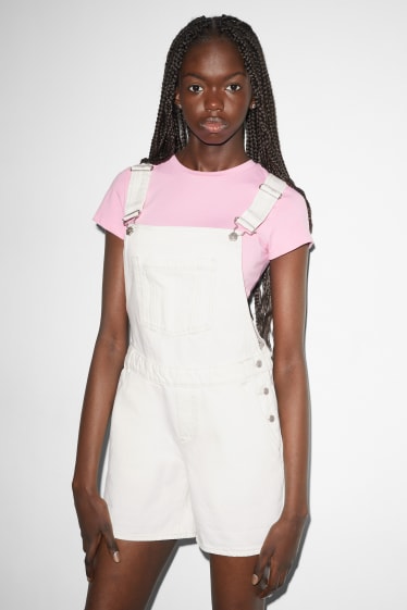 Clockhouse Girls - CLOCKHOUSE - pantaloni scurți-salopetă denim - bej deschis