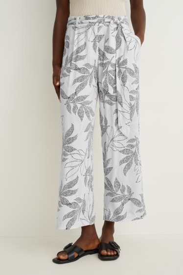 Donna - Pantaloni di stoffa - vita alta - palazzo - beige chiaro
