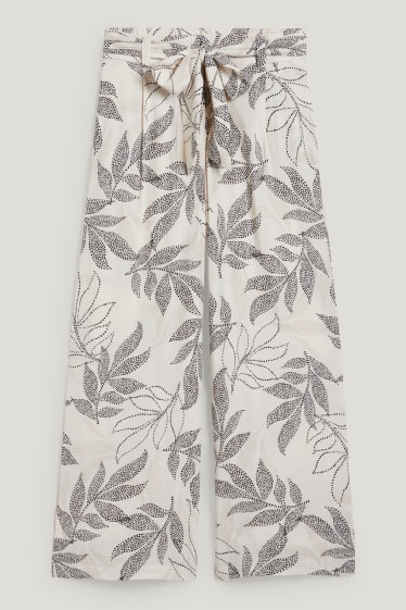Donna - Pantaloni di stoffa - vita alta - palazzo - beige chiaro