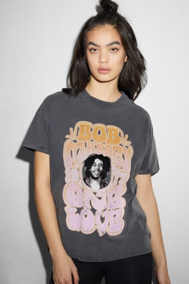 Clockhouse femme - CLOCKHOUSE- T-shirt - Bob Marley - gris