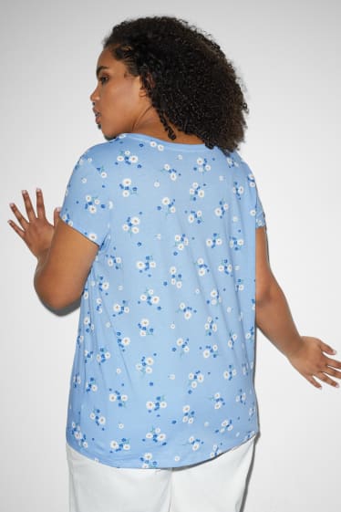 Damen XL - CLOCKHOUSE - T-Shirt - geblümt - hellblau