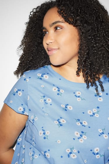 Femei XL - CLOCKHOUSE - tricou - cu flori - albastru deschis