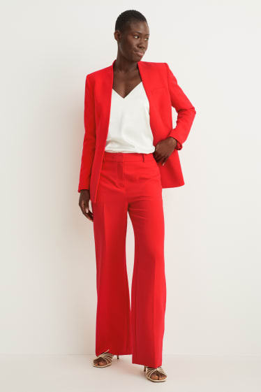Donna - Pantaloni business - vita alta - gamba larga - rosso