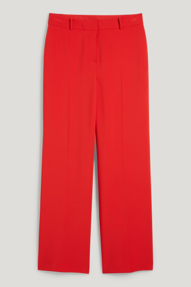 Damen - Business-Hose - High Waist - Wide Leg - rot
