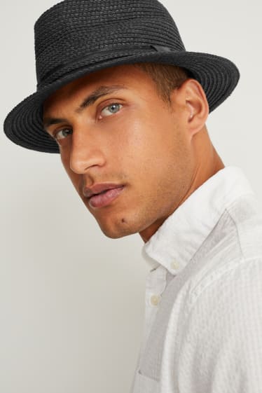Men - Straw hat - black