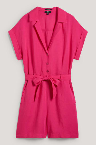 Damen - Jumpsuit - Leinen-Mix - pink