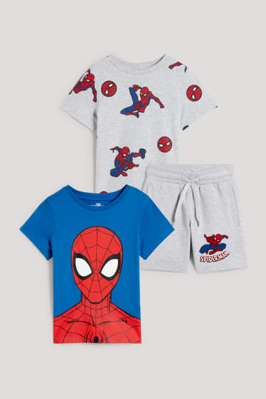 Toddler Boys - Spider-Man - set - 2 T-shirts en sweatshort - donkerblauw
