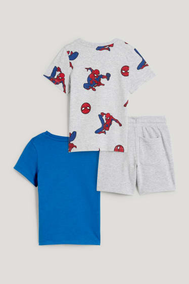 Toddler Boys - Spider-Man - set - 2 T-shirts en sweatshort - donkerblauw