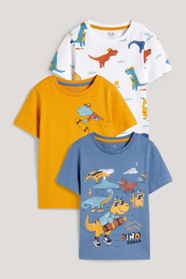 Toddler Boys - Set van 3 - dino - T-shirt - blauw
