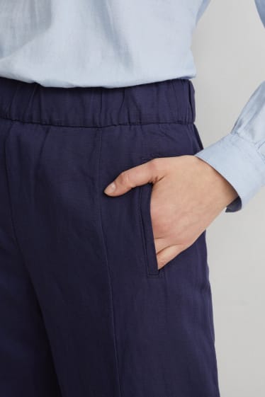 Femmes - Jupe-culotte - mid waist - wide leg - lin mélangé - bleu foncé