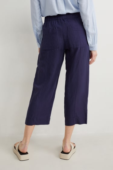 Femmes - Jupe-culotte - mid waist - wide leg - lin mélangé - bleu foncé