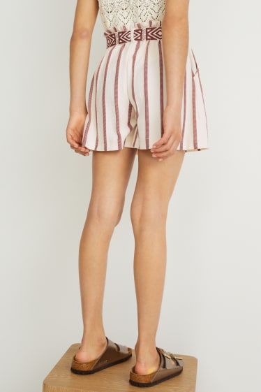 Kids Girls - Short - gestreept - lichtbruin