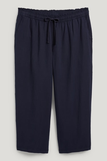 Femmes - Pantalon de toile - mid waist - comfort fit - bleu foncé