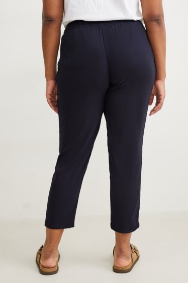 Femmes - Pantalon de toile - mid waist - coupe fuselée - bleu foncé