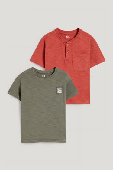 Exclusief online - Set van 2 - T-shirt - donker oranje