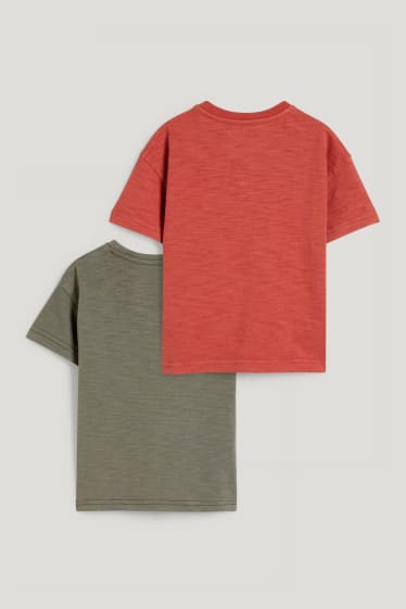 Exclusief online - Set van 2 - T-shirt - donker oranje