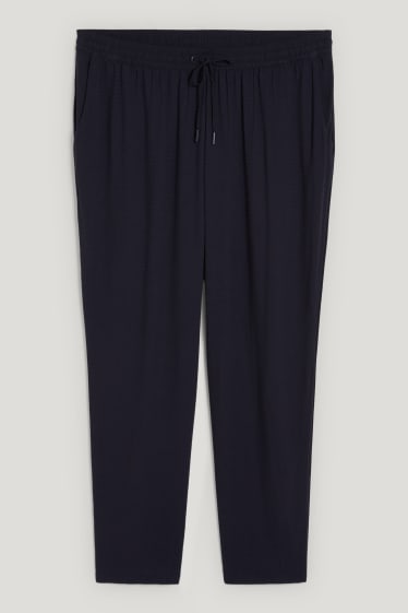 Femmes - Pantalon de toile - mid waist - coupe fuselée - bleu foncé