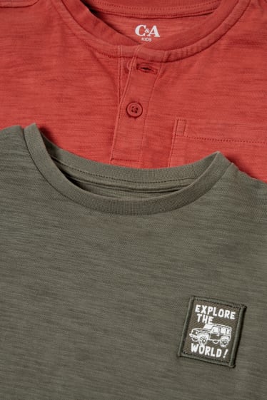 Exclusief online - Set van 2 - T-shirt - donker oranje