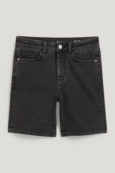 Damen - Jeans-Shorts - Mid Waist - jeans-dunkelgrau