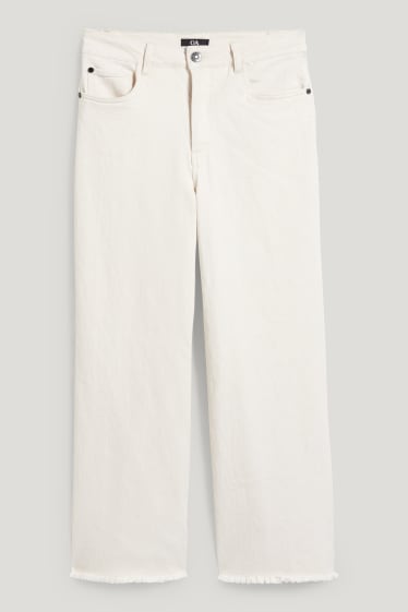 Damen - Wide Leg Jeans - High Waist - beige
