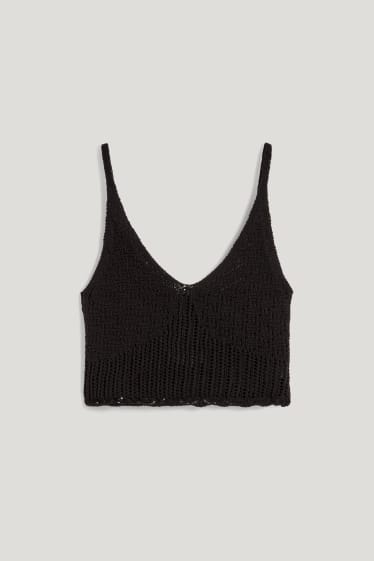Clockhouse Girls - CLOCKHOUSE - korte gebreide top - zwart