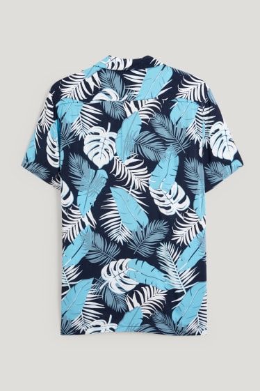 Pánské - Košile - slim fit - klopový límec - tmavomodrá