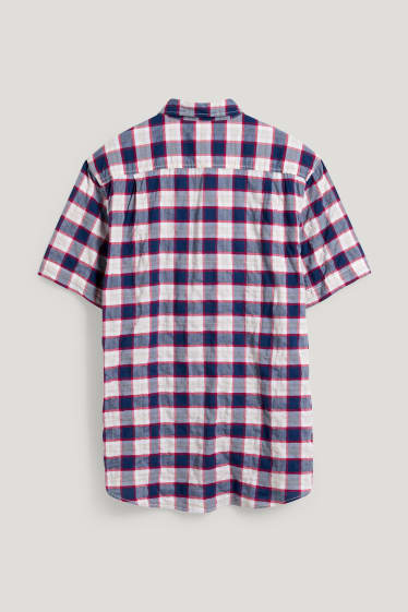 Pánské - Košile - regular fit - kent - kostkovaná - tmavomodrá
