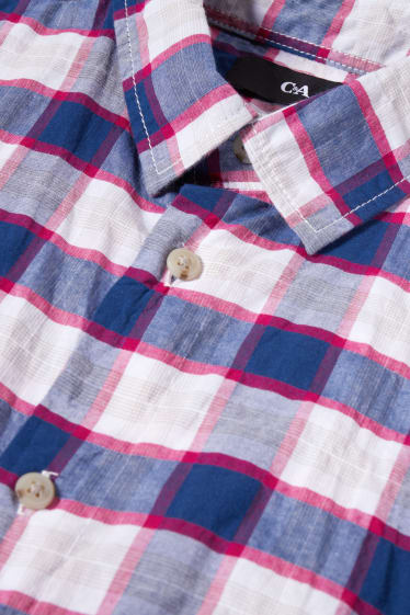 Pánské - Košile - regular fit - kent - kostkovaná - tmavomodrá