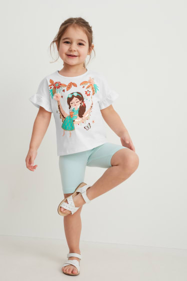 Toddler Girls - Set - jurk, T-shirt en fietsbroek - 3-delig - crème wit