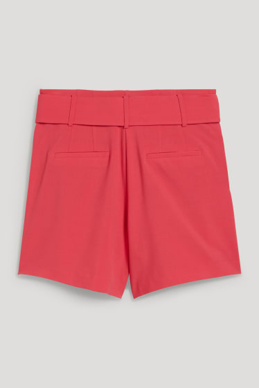 Dames - Korte broek met riem - high waist - fuchsiarood