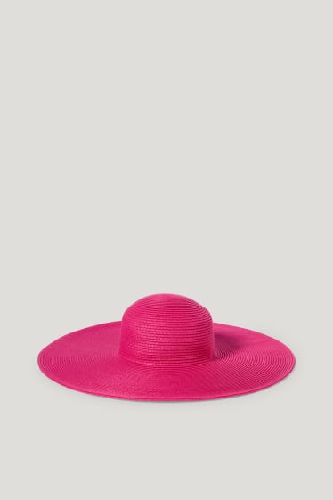 Femmes - Chapeau de paille - rose