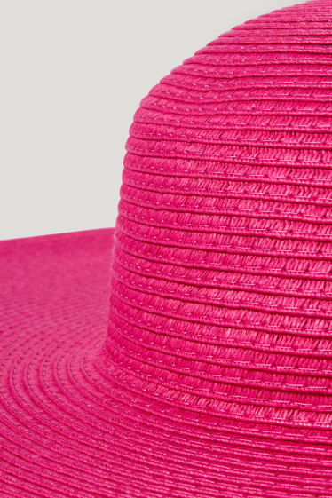 Femmes - Chapeau de paille - rose