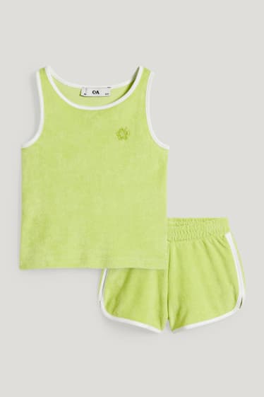 Niñas - Conjunto - top y shorts de rizo - 2 piezas - verde claro