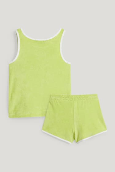 Niñas - Conjunto - top y shorts de rizo - 2 piezas - verde claro