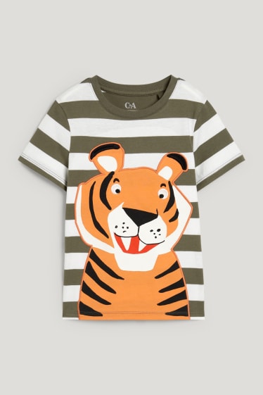 Niños - Camiseta de manga corta - de rayas - verde