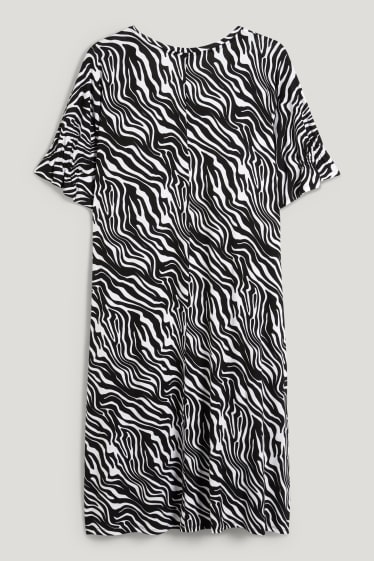 Femmes - Robe avec col en V - à motif - noir / blanc