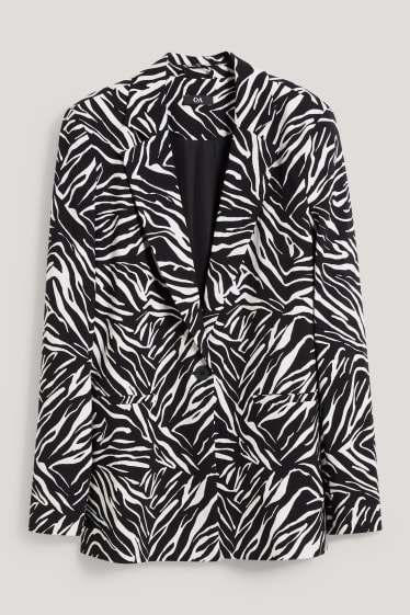 Dames - Blazer - relaxed fit - met patroon - zwart / wit
