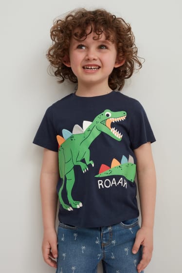 Exclusief online - Set van 2 - T-shirt - donkerblauw
