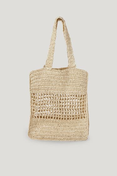 Damen - Stroh-Tasche - beige