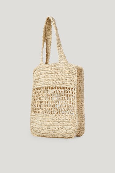 Damen - Stroh-Tasche - beige