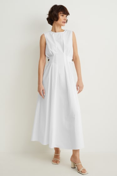 Damen - Fit & Flare Kleid - weiß