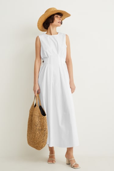 Damen - Fit & Flare Kleid - weiß